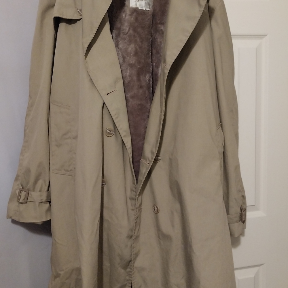 Vintage NWT English Squire Men's Trench Coat 52 L With Removable Liner Retro 80s